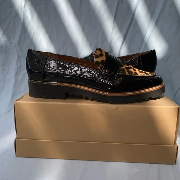 Franco Sarto Cheetah Patent Leather & Fur Penny Loafer Women's Size 10 - Picture 4 of 4
